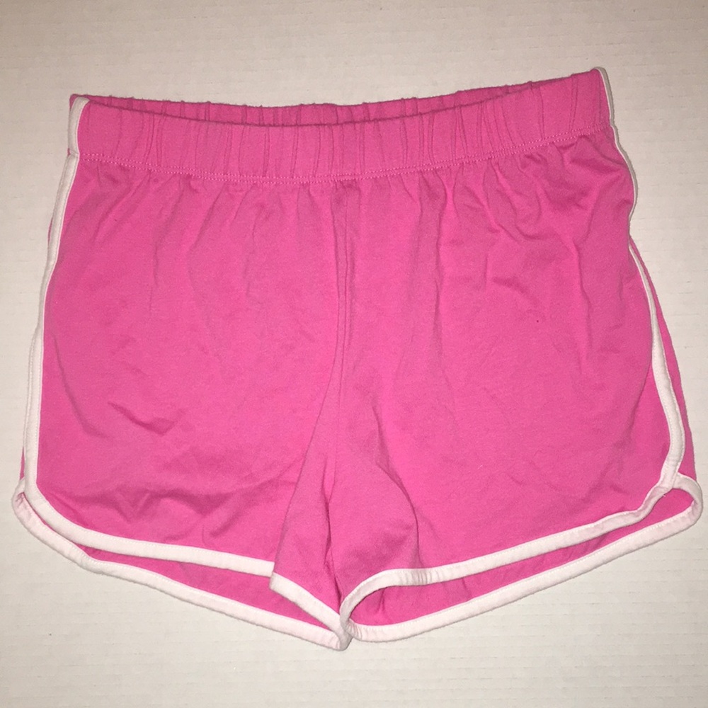 Pink Elastic-Waist Athletic Shorts